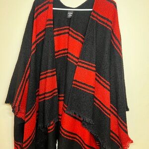 Express Black and Red Plaid Shrug Sweater